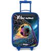 NoBoringSuitcases.com NoBoringSuitcases© Valigia Blu Per Bambini Personalizzato Con Un Nome | 48x31x19 cm - Bagaglio Ultraleggero Trolley A Mano Rigidi LED Ruote Valigie Neonato - Ragazzo - Neon - Rete - Calcio