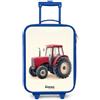 NoBoringSuitcases.com® Valigia Blu Per Bambini Compatto 48x31x19 cm Bagaglio Ultraleggero Trolley A Mano Rigidi LED Ruote Valigie Bimbi - Ragazzo - Trattore - Firmato - Rosso