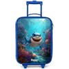 NoBoringSuitcases.com® Valigia Blu Per Bambini Compatto 48x31x19 cm Bagaglio Ultraleggero Bagagli Rigidi LED Ruote Valigie Neonato Bimbi - Ragazzo - Barriera corallina - Corallo