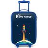 NoBoringSuitcases.com NoBoringSuitcases© Valigia Blu Per Bambini Personalizzato Con Un Nome | 48x31x19 cm - Bagaglio Ultraleggero Trolley A Mano Rigidi LED Ruote Da Viaggio - Ragazzo - Pianeta - Razzo - Stelle