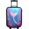 NoBoringSuitcases.com® Valigia Per Bambini Compatto 48x31x19 cm Bagaglio Ultraleggero Bagagli Rigidi LED Ruote Valigie Neonato Bimbi - Ragazze - Sirena - Corallo - Acqua