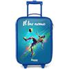 NoBoringSuitcases.com NoBoringSuitcases© Valigia Blu Per Bambini Personalizzato Con Un Nome | 48x31x19 cm - Bagaglio Ultraleggero Trolley A Mano Rigidi LED Ruote Da Viaggio - Ragazzo - Neon - Calcio - Colorato