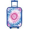 NoBoringSuitcases.com® Valigia Blu Per Bambini Compatto 48x31x19 cm Bagaglio Ultraleggero Trolley A Mano Rigidi LED Ruote Da Viaggio - Ragazze - Tie dye - Astratto - Blu - Rosa