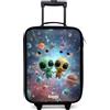 NoBoringSuitcases.com® Valigia Per Bambini Compatto 48x31x19 cm Bagaglio Ultraleggero Trolley A Mano Rigidi LED Ruote Da Viaggio - Ragazzo - Allegro - Alieno - Amici