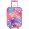 NoBoringSuitcases.com® Valigia Rosa Per Bambini Compatto 48x31x19 cm Bagaglio Ultraleggero Trolley A Mano Rigidi LED Ruote Valigie Neonato - Ragazze - Stelle - Astratto - Colori