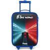 NoBoringSuitcases.com® Valigia Blu Per Bambini Personalizzato Con Un Nome 48x31x19 cm Bagaglio Ultraleggero Trolley A Mano Rigidi LED Ruote Da Viaggio - Ragazzo - Auto corsa - Illuminazione - Neon