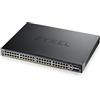 Zyxel 48-port PoE Gigabit Nebula Cloud Managed/L3 Switch di accesso, 40 x PoE+ & 10 x PoE++ @960W, 6 10G Uplink (2 Copper/4 SFP+) [XGS2220-54FP]