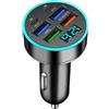Generic Caricatore USB per auto - Hub di ricarica rapida multi porta da 66 W per telefoni e tablet | Dispositivo di ricarica per auto con Type C QC3.0, display LED, design compatto del plug per viaggiare