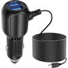 Hoembpn Mini USB Dash Cam Cavo di Alimentazione Caricabatteria da Auto, 3,5 m Cavo Adattatore Caricabatterie USB per Auto Dash Cam con Doppia Porta USB e Luci LED Blu, per DVR, GPS