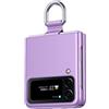 COQUE Custodia Samsung Galaxy Z Flip 4,Custodia sottile per telefono con anello con cordino in seta con supporto video ad anello,Custodia pieghevole per Samsung Galaxy Z Flip 4 5G-Viola