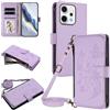LIAOCY Custodia a Tracolla per Oppo Reno14 Pro 5G / Reno 14 Pro 5G, Flip Cover a Portafoglio in Pelle PU Goffrata, Case Multifunzionale Anti-caduta con Supporto, Light Purple.