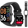 SKG Smart Watch per donne e uomini (rispondere/effettuare chiamate), Alexa integrato, cinturino nero extra, smartwatch IP68 per iPhone Android, oltre 100 sport da 1,8 pollici, fitness tracker con