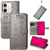 JIUNINE Cover per OPPO A5 Pro, Custodia Libro in Pelle Portafoglio Flip Case Antiurto con Modello di Cane e Gatto [Porta Carte] [Magnetica] [Interno TPU] per OPPO A5 Pro, Grigio
