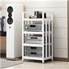 OVOGGPAN Mobile hifi Supporto multimediale AV Rack stereo con ruote Scaffali audio-video moderni Supporto per giradischi per riunioni, soggiorno, sala di registrazione(White,50x40x100cm)