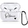 TULLUN Custodia personalizzata personalizzata in morbido TPU trasparente con qualsiasi nome, iniziale, testo, design personalizzato per AirPods - nome nero e cuore - per AirPods Pro