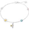 IMINI Graziosi braccialetti con margherite e api in argento Sterling 925 con cristalli di zirconia cubica colorati con girasole e api, braccialetto regolabile delicato, gioielli di compleanno, regali