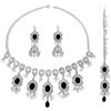 IMINI Set di gioielli indiani da donna, collana girocollo in argento antico e orecchini Jhumka, catena per la testa di matrimonio, maang tikka floreale, zirconia cubica e nappa di perle, gioielli