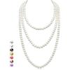 HALUKAKAH Collana Lunga Perle Anni '20 per Donne - Esquisite Perle Coltivate Naturali - Lussuoso Filo da 8mm con Eleganza Senza Tempo - Bianco Crema Lunghezza 180cm - Perfetto per Occasioni Speciali