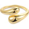 ALEXCRAFT Anelli Donna Oro 14K Placcato a Forma Goccia Acciaio Inossidabile Chunky Anello Mignolo Donna Anello Regolabile Donna