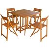 milani home Set Tavolo + 4 Sedie in Legno di Acacia per Esterno Giardino Portico Ristorante Bar Hotel Albergo Agriturismo