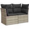vidaXL Divano da Giardino con Cuscini 2 Posti Grigio Chiaro Polyrattan