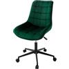 ML DESIGN modern living ML-Design Sedia da Scrivania Sedile in Velluto Sgabello Girevole Verde Struttura in Metallo Sedia da Ufficio Ergonomica Sedia Imbottita con Schienale Regolabile in Altezza Girevole a 360° 5 Rotelle