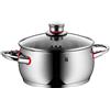 WMF Quality One - Pentola cocotte in acciaio Cromargan® con coperchio in vetro, Ø 20 cm
