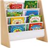 Relaxdays libreria per bambini, A x L x P: 60 x 63 x 39 cm, 4 tasche in tessuto, libreria Montessori, bianco/naturale