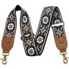 Nefelibata Ampia tracolla in pelle bovina pieno fiore, 5,1 cm, regolabile, di ricambio, con ricamo jacquard, Large, Retro