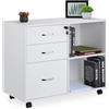 Relaxdays Cassettiera sotto Scrivania da Ufficio, Mobile con Chiave, 3 Cassetti Portadocumenti, HLP: 66x80x40 cm, Bianco