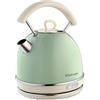 Ariete Bollitore Vintage 2877, Bollitore Elettrico con Livello Acqua Visibile, Base Cordless 360°, Spegnimento Automatico, Impugnatura Ergonomica, Capacità 1,7 L, Acciaio Inossidabile, 2000W, Verde