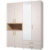 Dmora Guardaroba Grande Ichihara 179x227h cm Bianco Crema 2 Cassetti 4 Ripiani, Armadio Camera da Letto Appendiabiti