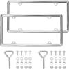 Hanwell Products Cornici cromate per targa realizzate in metallo in lega di zinco, accessori universali per auto, confezione da 2 portatarga anteriori e posteriori, non arrugginiscono e infrangibili