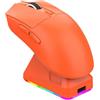 Denash Mouse da Gioco Leggero a 3 modalità con Dock di Ricarica, Luce RGB, Connessione BT Cablata da 2,4 G, Base Magnetica a Ricarica Rapida, 7 Pulsanti, Decalcomanie Adesive (ORANGE)