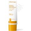WishCare Vitamin C Pure Glow Milk - Crema solare SPF 50 PA++++ per pelli luminose, ad ampio spettro, protezione solare leggera SPF 50, per pelli secche e grasse, 50 g