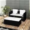 Vidaxl Set Divani da Giardino 4 pz con Cuscini in Polyrattan Nero