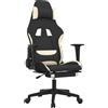 vidaXL Sedia da gaming vidaXL con poggiapiedi, tessuto nero e crema