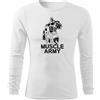 DRAGOWA Fit-T T-shirt uomo muscolare a manica lunga, bianco 160g/m2,