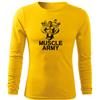 DRAGOWA Fit-T maglietta muscolare a manica lunga della squadra dell'esercito, giallo 160g/m2,