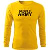 DRAGOWA Fit-T maglia a maniche lunghe muscle army, gialla 160g/m2,