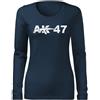 DRAGOWA Slim t-shirt a maniche lunghe da donna AK-47 160 g/m², blu scuro,