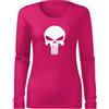 DRAGOWA Slim t-shirt manica lunga donna punisher, rosa 160g/m2,