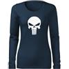 DRAGOWA Slim maglietta a maniche lunghe da donna, punisher,