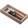 Opinel Vri N°08 set di coltelli da olive con manico in acciaio inox, fodero, scatola di legno,