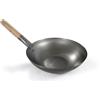 Origin Outdoors Wok in acciaio al carbonio con fondo piatto e manico in legno,