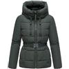 Marikoo Himee 16 giacca invernale da donna con collo alto e cintura, stone green,