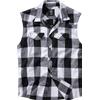 Brandit Check camicia senza maniche, bianca e nera,