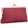 Karoukee Portafoglio da Donna in Vera Pelle Morbida, Pochette per Telefono Cellulare in Stile Vintage, Elegante Portamonete con 8 Scomparti per Carte, Chiusura Clic-Clac d'oro
