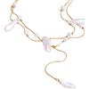 Zayka Jewelry Collana girocollo donna con ciondolo placcata oro 18K in acciaio inossidabile (bianco perla)