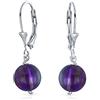 Bling Jewelry Semplice Semplice Perlina Rotonda Viola Ametista Leva Indietro Orecchini A Sfera Per Le Donne .925 Sterling Silver Febbraio Birthstone